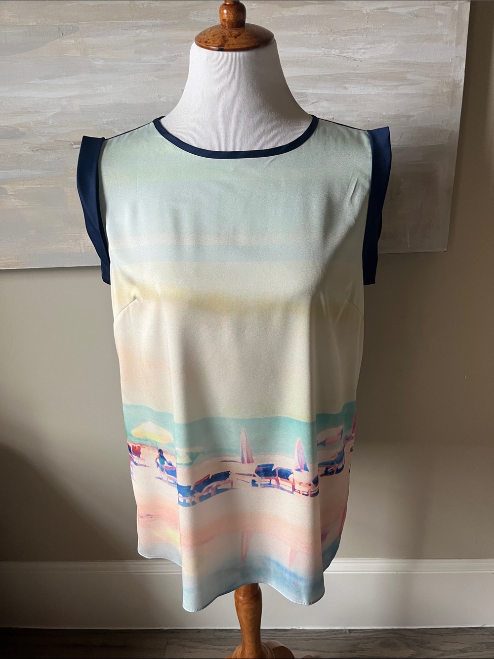 Catherine Malandrino wearable art beach print blouse